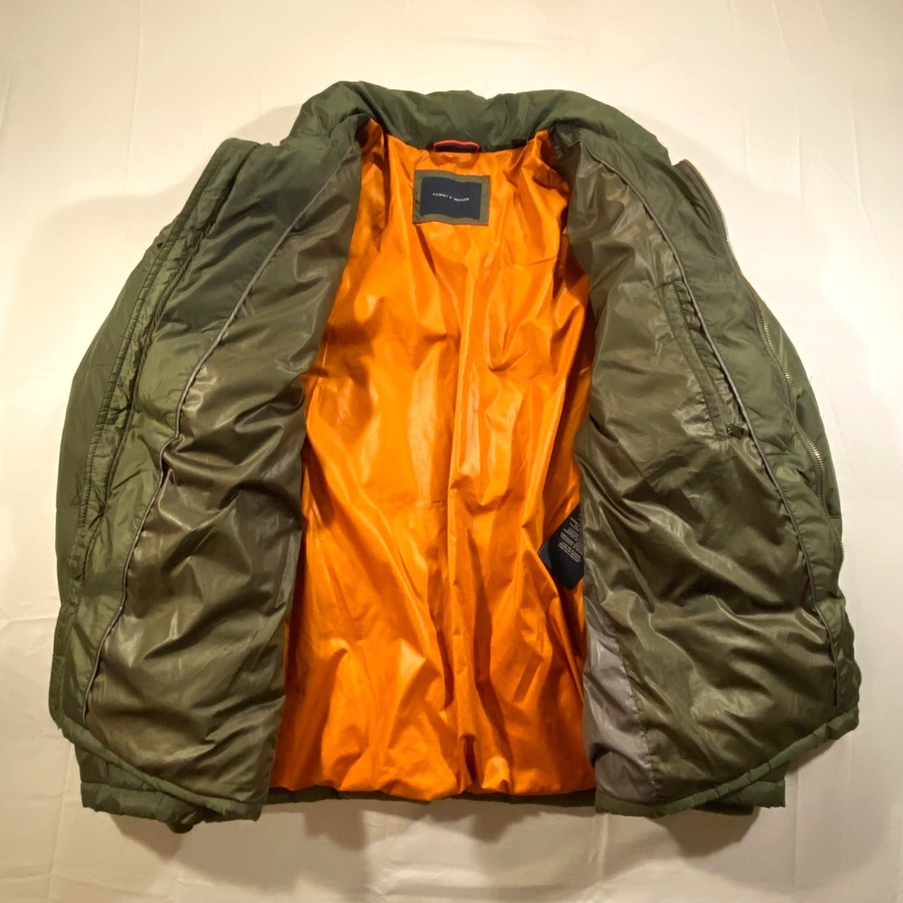 Tommy Hilfiger Mens Size L Olive Army Green Full Zip Puffer Jacket